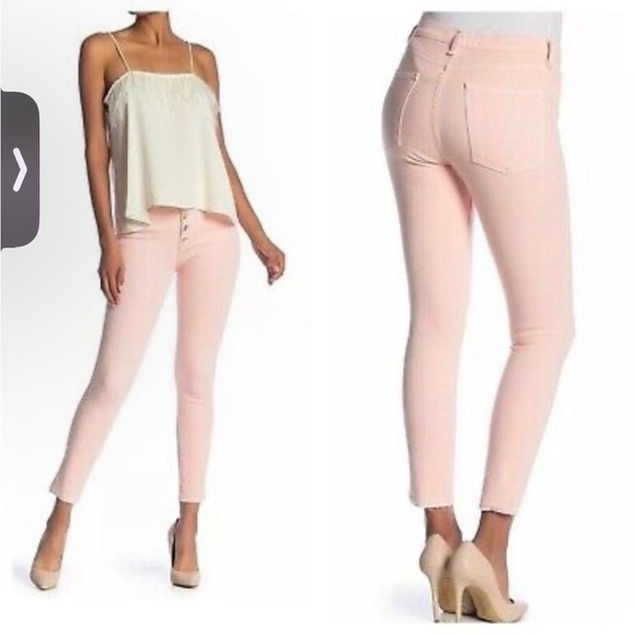 Veronica Beard Debbie Skinny Jean pink button fly size 27 stretchy - Picture 2 of 8